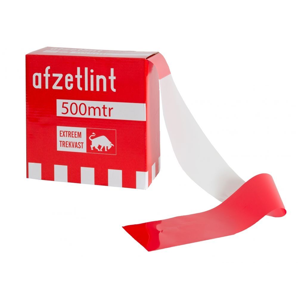 Afzetlint/markeringslint  rood/wit  500m x 80mm
